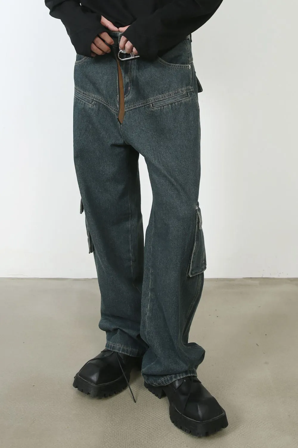 Men's Baggy Jeans with Cargo Pockets, image 3