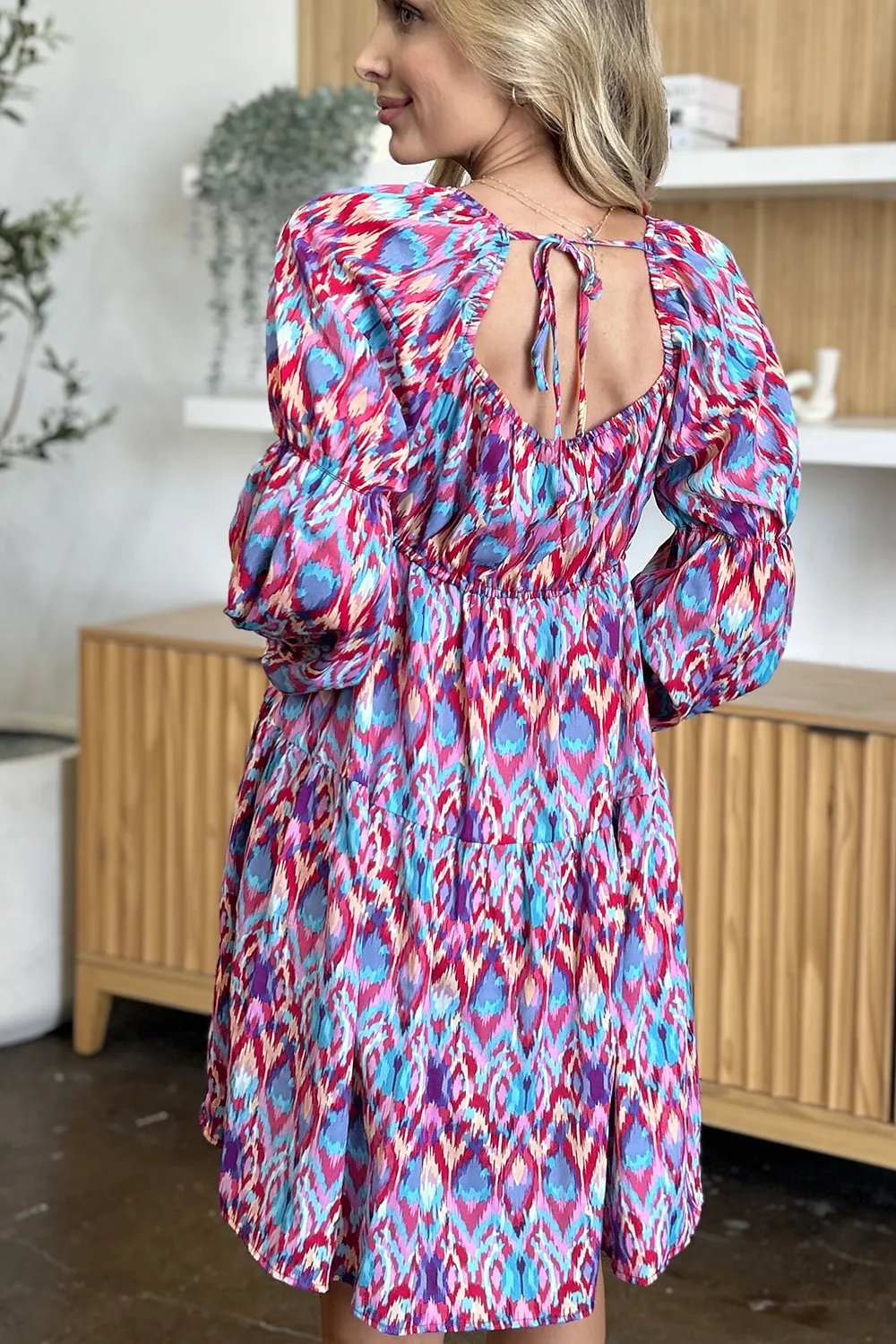 Full Size Printed Long Sleeve Dress, image 5