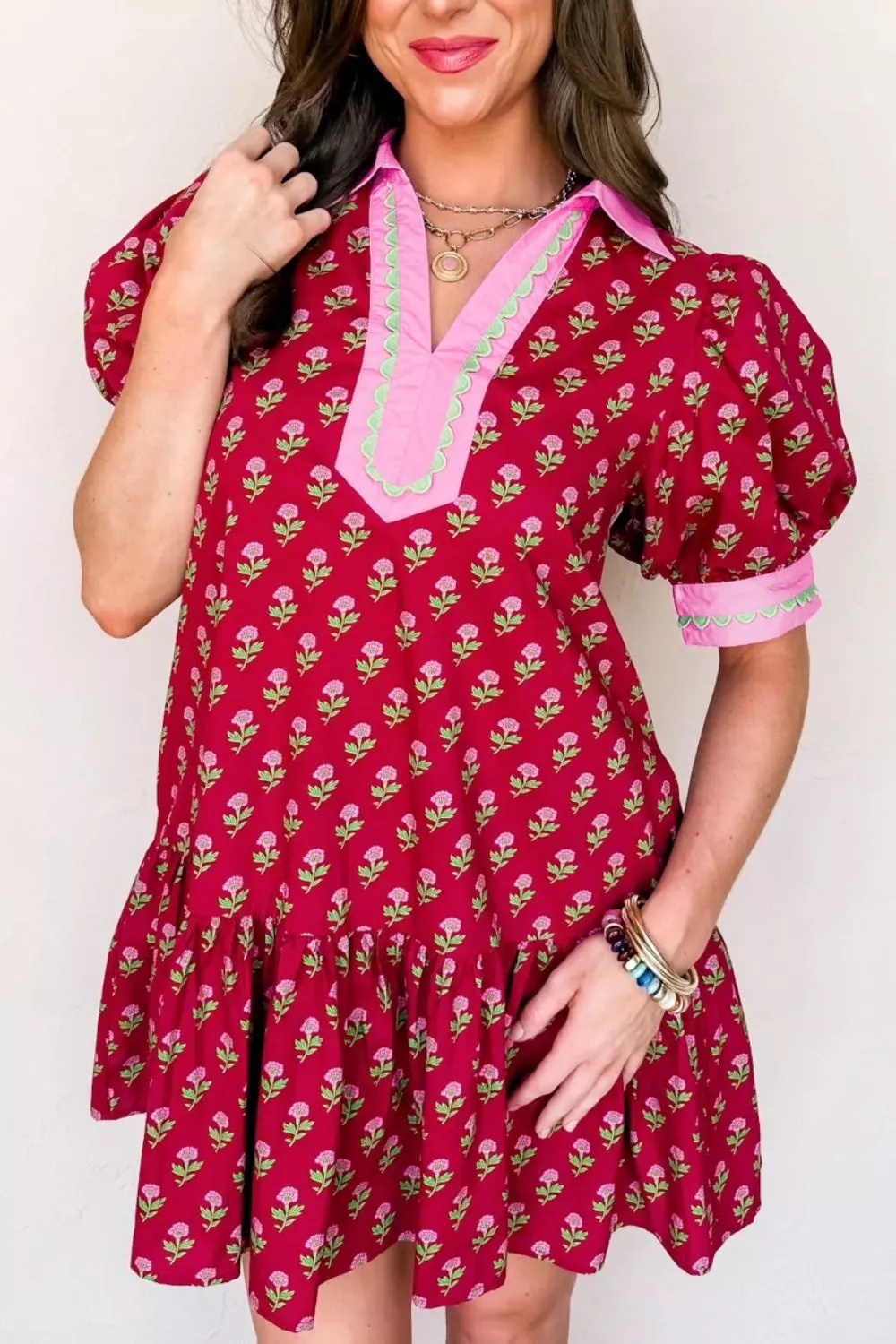 Floral Print Ruffle Hem Mini Dress, image 4