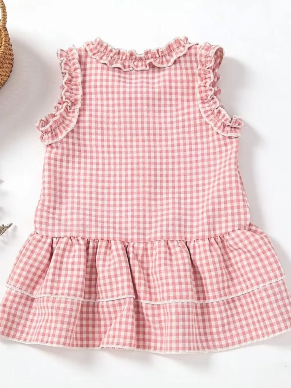 Children's Ruffled Gingham Sleeveless Dress, image 10