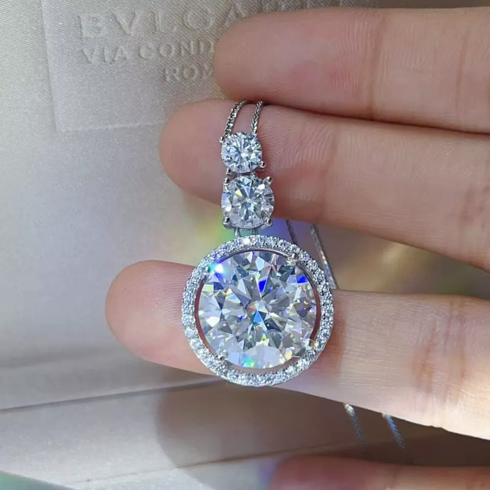 11.5 Carat Moissanite 925 Sterling Silver Pendant Necklace, image 4