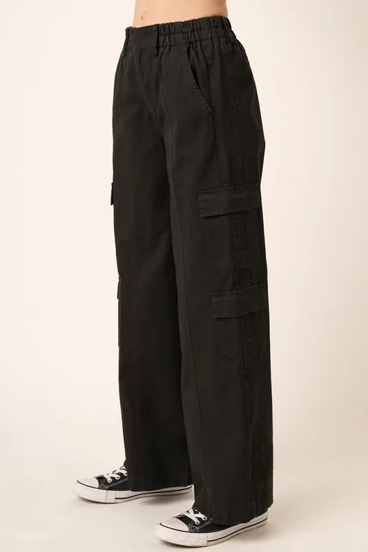 Low Rise Elastic Cover Waistband Cargo Pants, image 2
