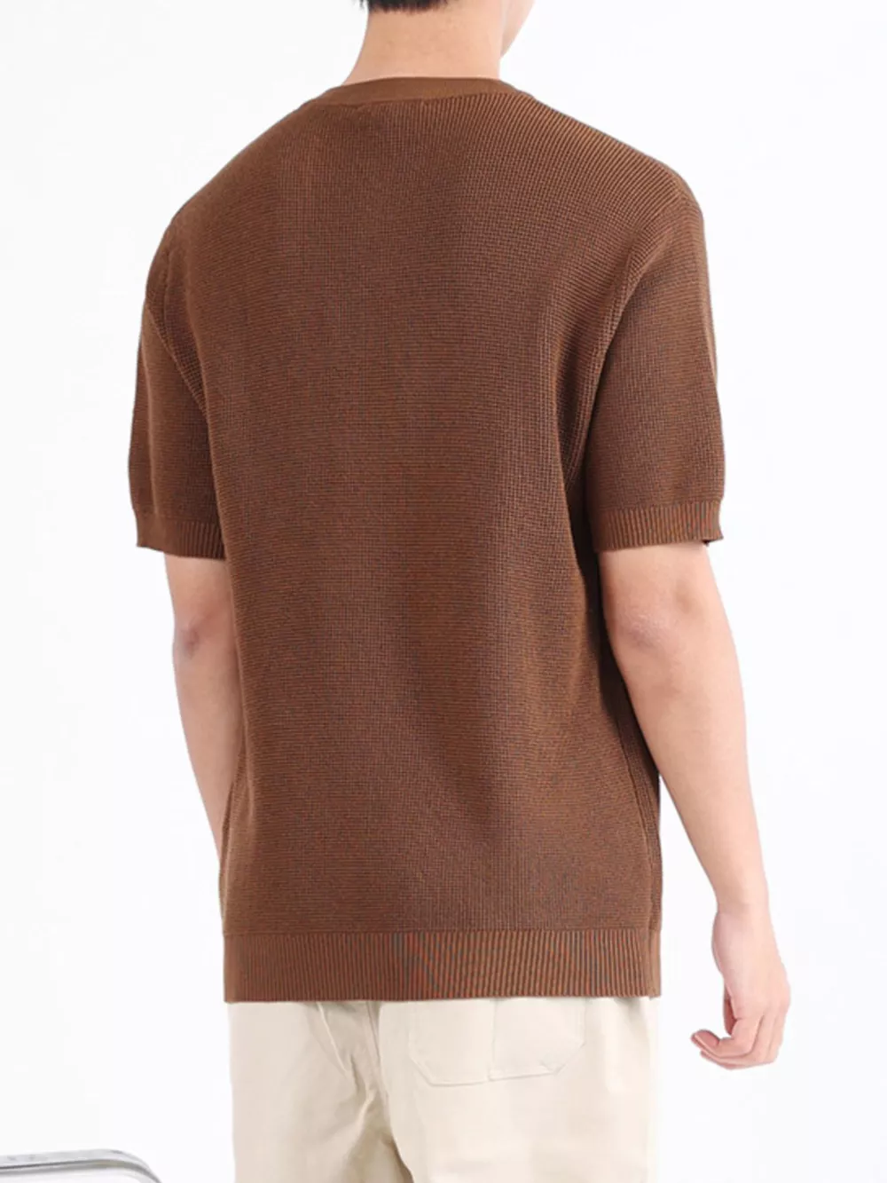Men's Plus Size Textured Knit Henley T-Shirt, image 6