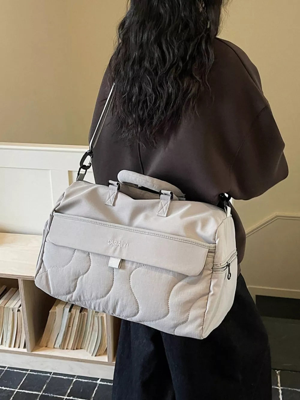 Quilted Duffel Bag with Adjustable Strap, image 2
