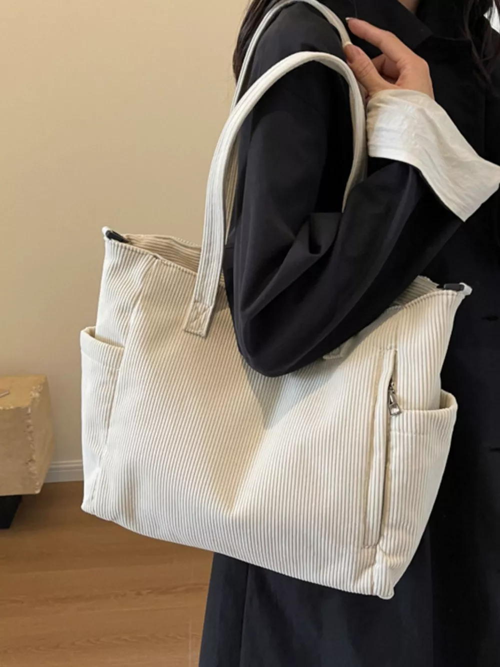 Corduroy Solid Color Handbag, image 3