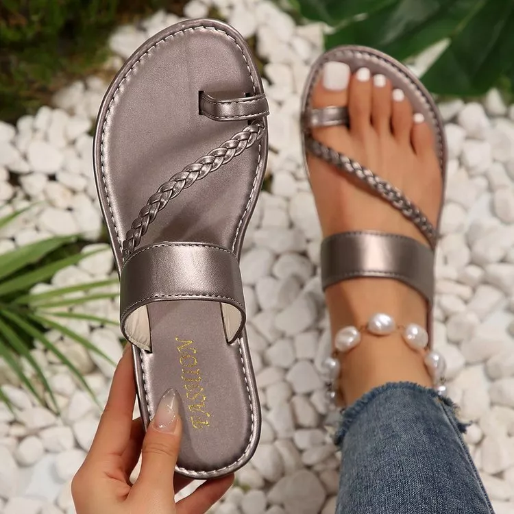 Toe Loop Flats Sandals, image 2