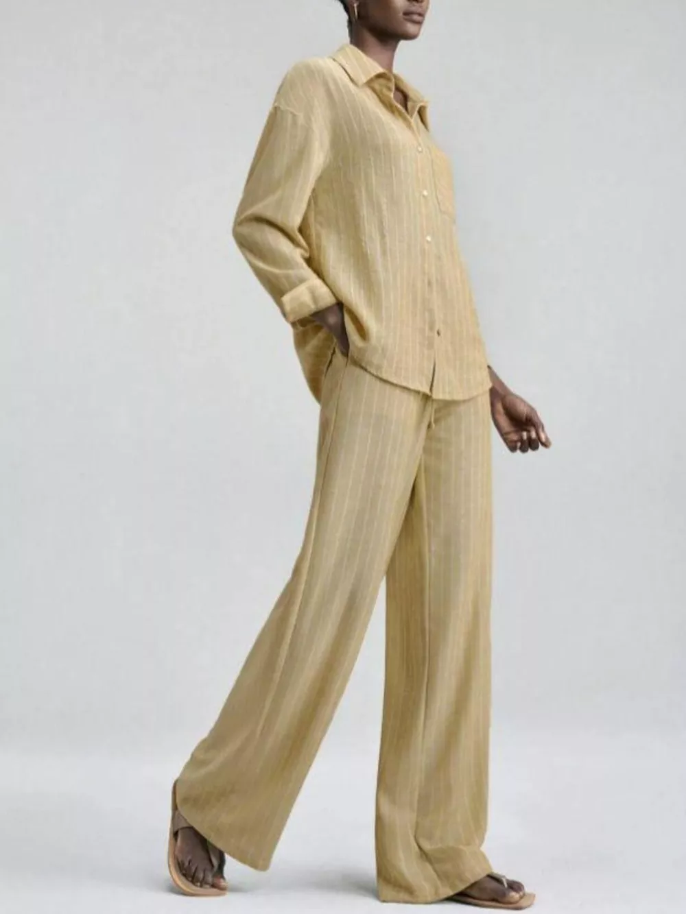 Striped Button Up Shirt and Pants Set, image 4