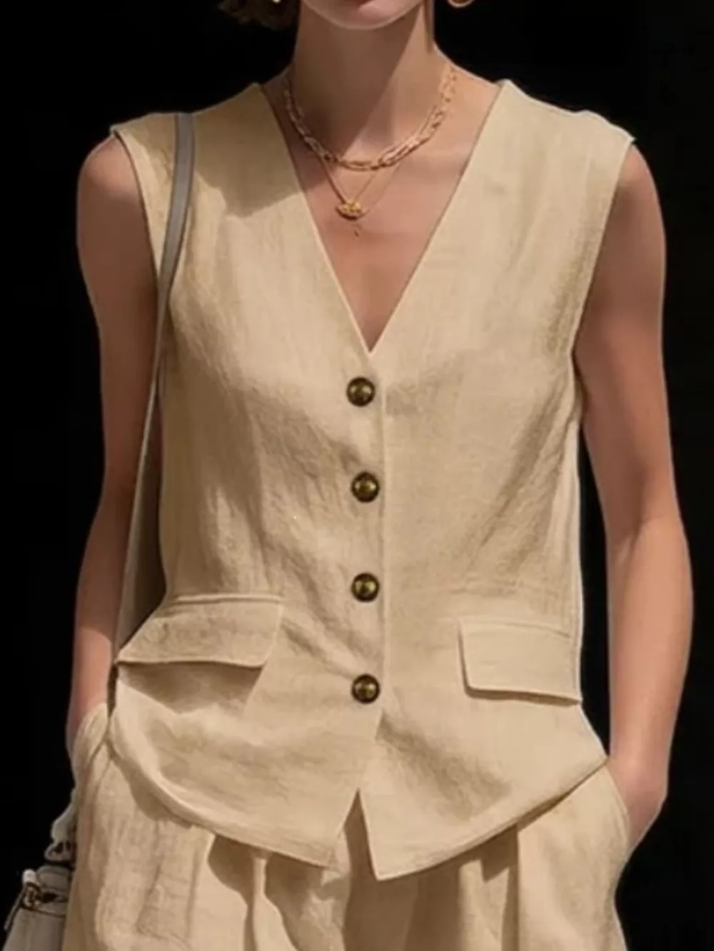 Full Size Sleeveless Vest and Shorts Set Plus Size, image 6