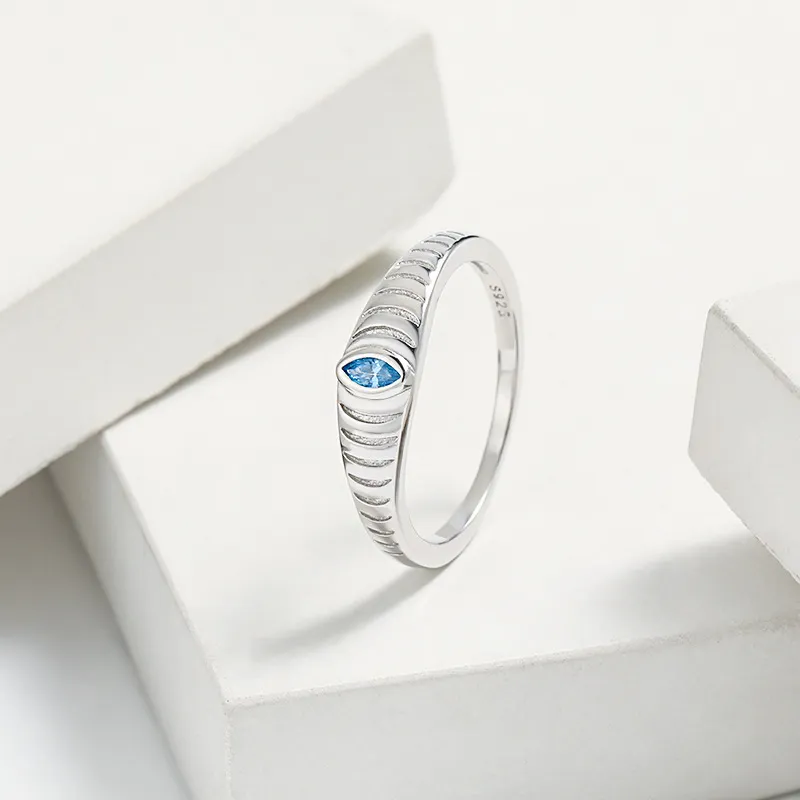 925 Sterling Silver Inlaid Zircon Ring, image 6