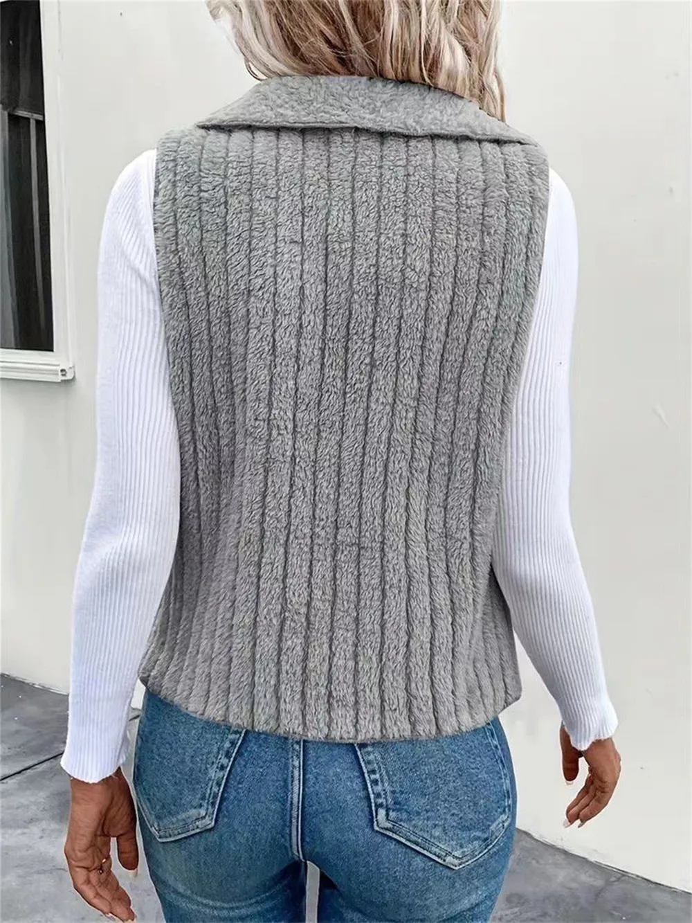 Open Front Fuzzy Vest Coat, image 12