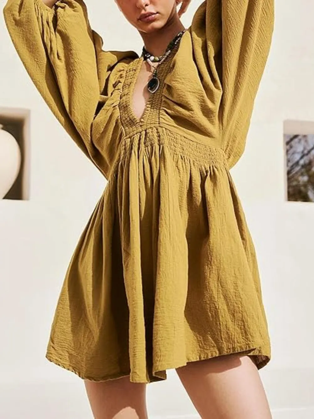 Textured V-Neck Mini Dress, image 4