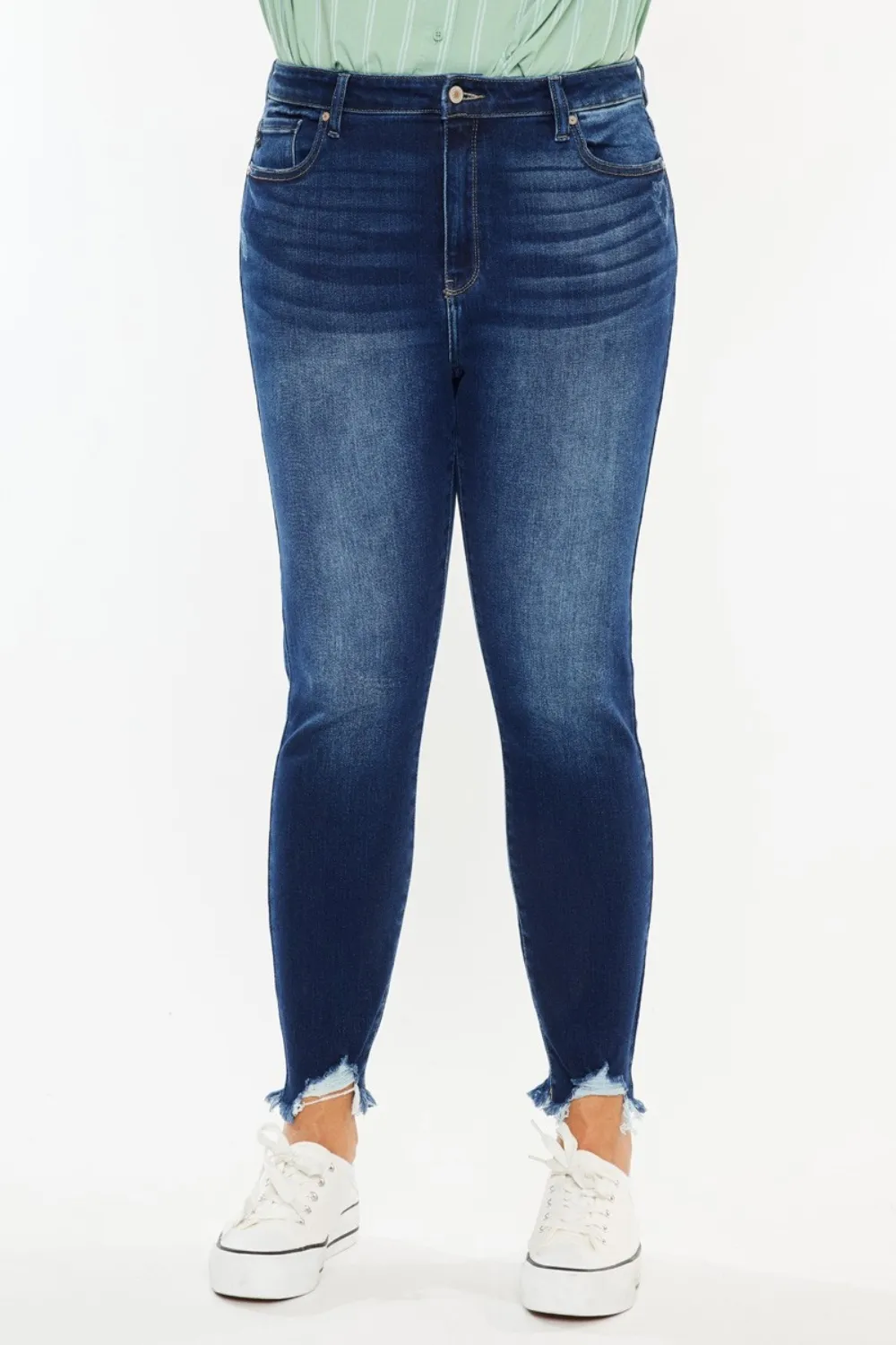 Full Size High Rise Frayed Ankle Skinny Jeans, image 3