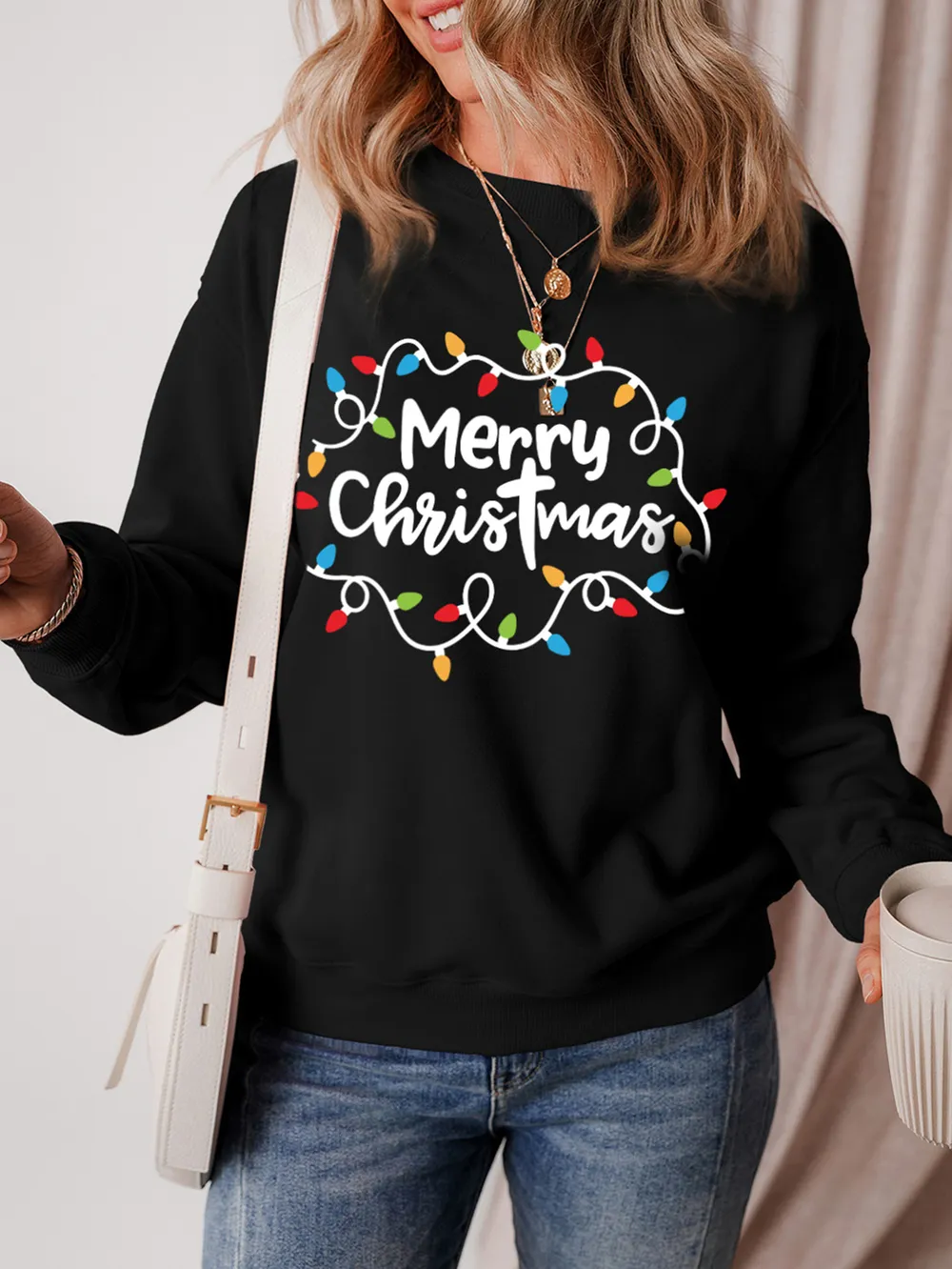 MERRY CHRISTMAS Dropped Shoulder Long Sleeve Sweatshirt, image 2