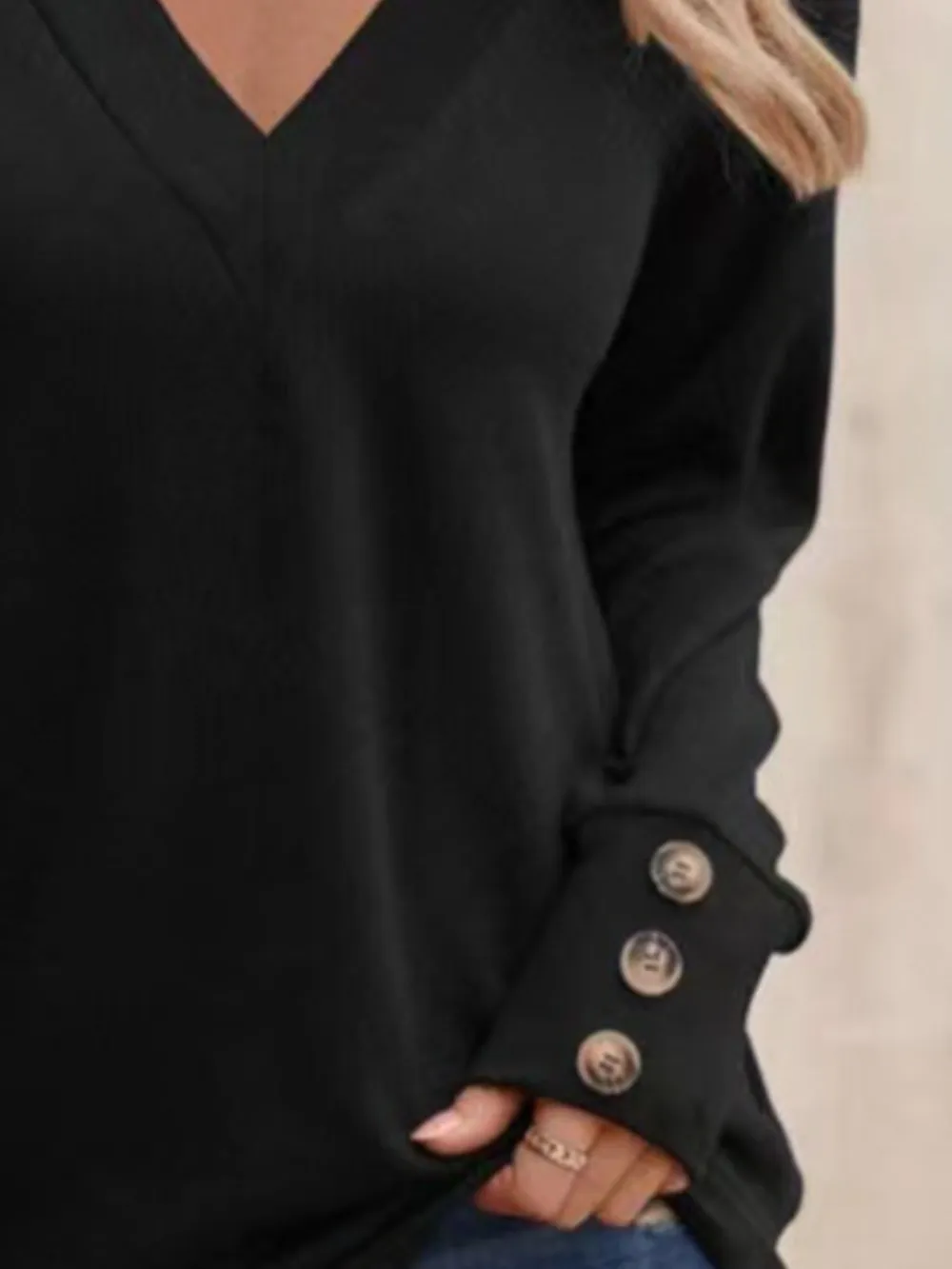 V-Neck Long Sleeve T-Shirt, image 6