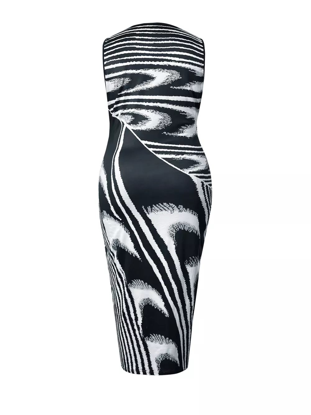 Plus Size Sleeveless Bodycon Maxi Dress with Abstract Print, image 2