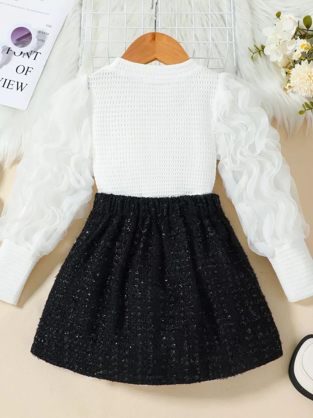 Children's Openwork Top and Tweed Skirt Set, image 10