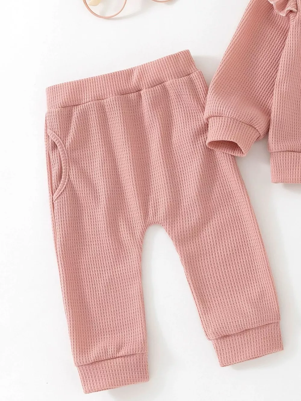 Children's Letter Ruffled Trim Top and Pants Set, image 2