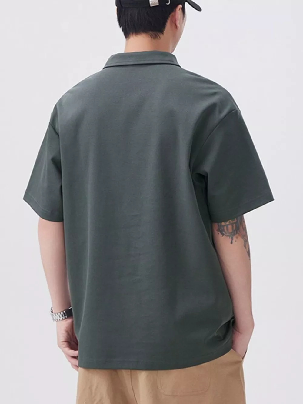 Men's Plus Size Button Detail Short Sleeve Polo, image 3