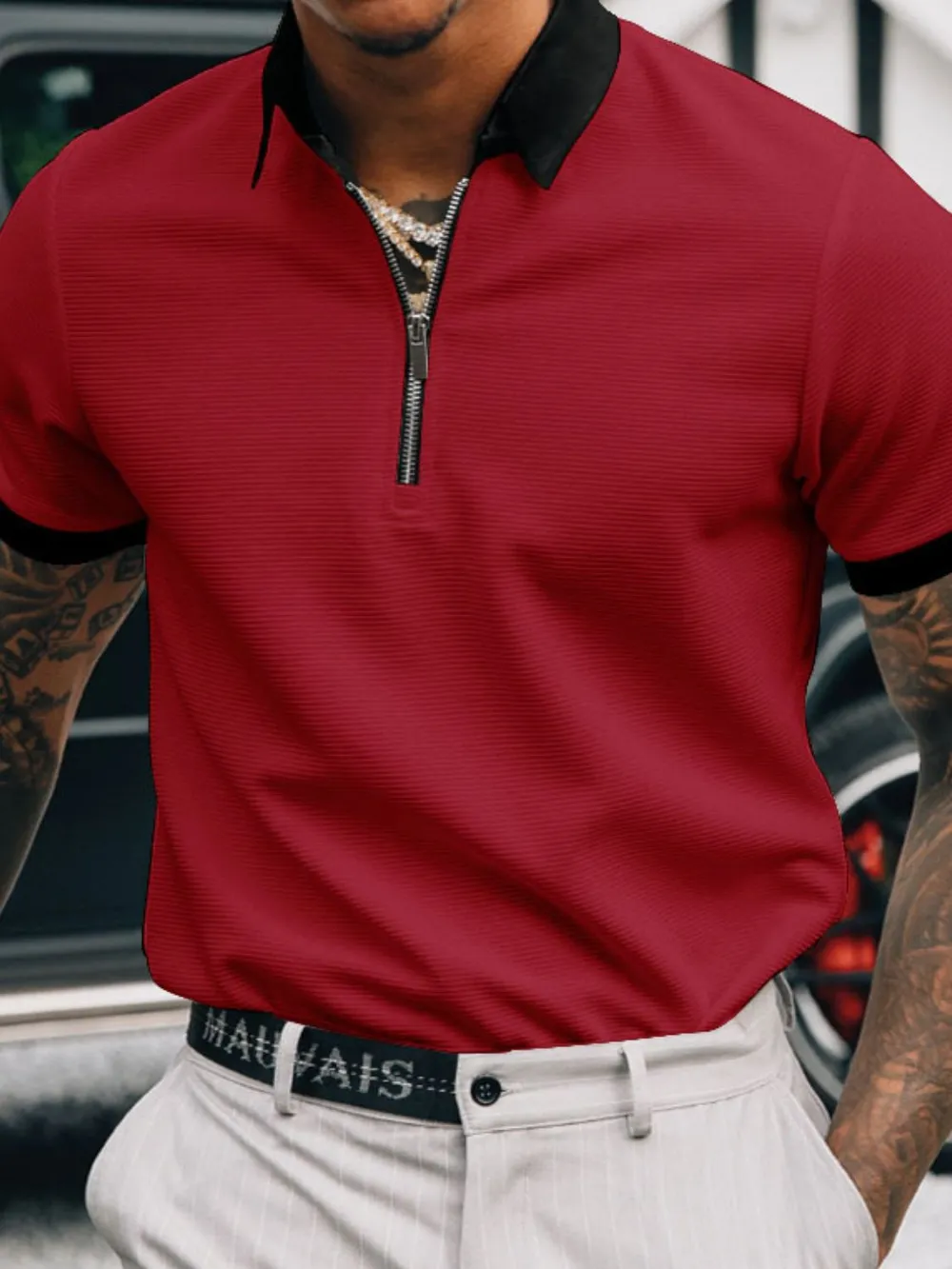 Men's Full Size Collared Neck Short Sleeve Polo Plus Size, image 2