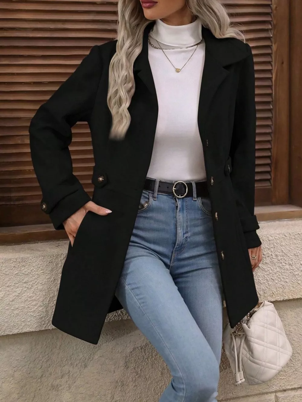 Button Up Long Sleeve Coat, image 4