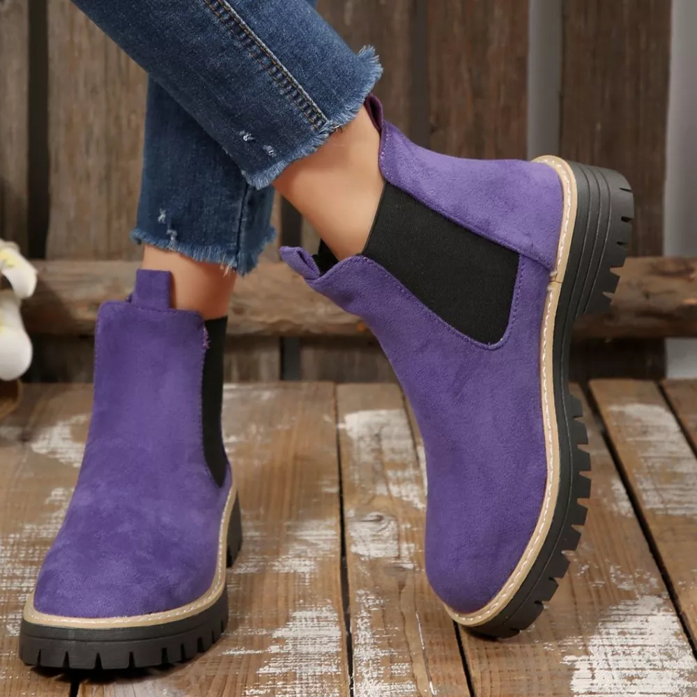 Round Toe Block Heels Boots, image 3