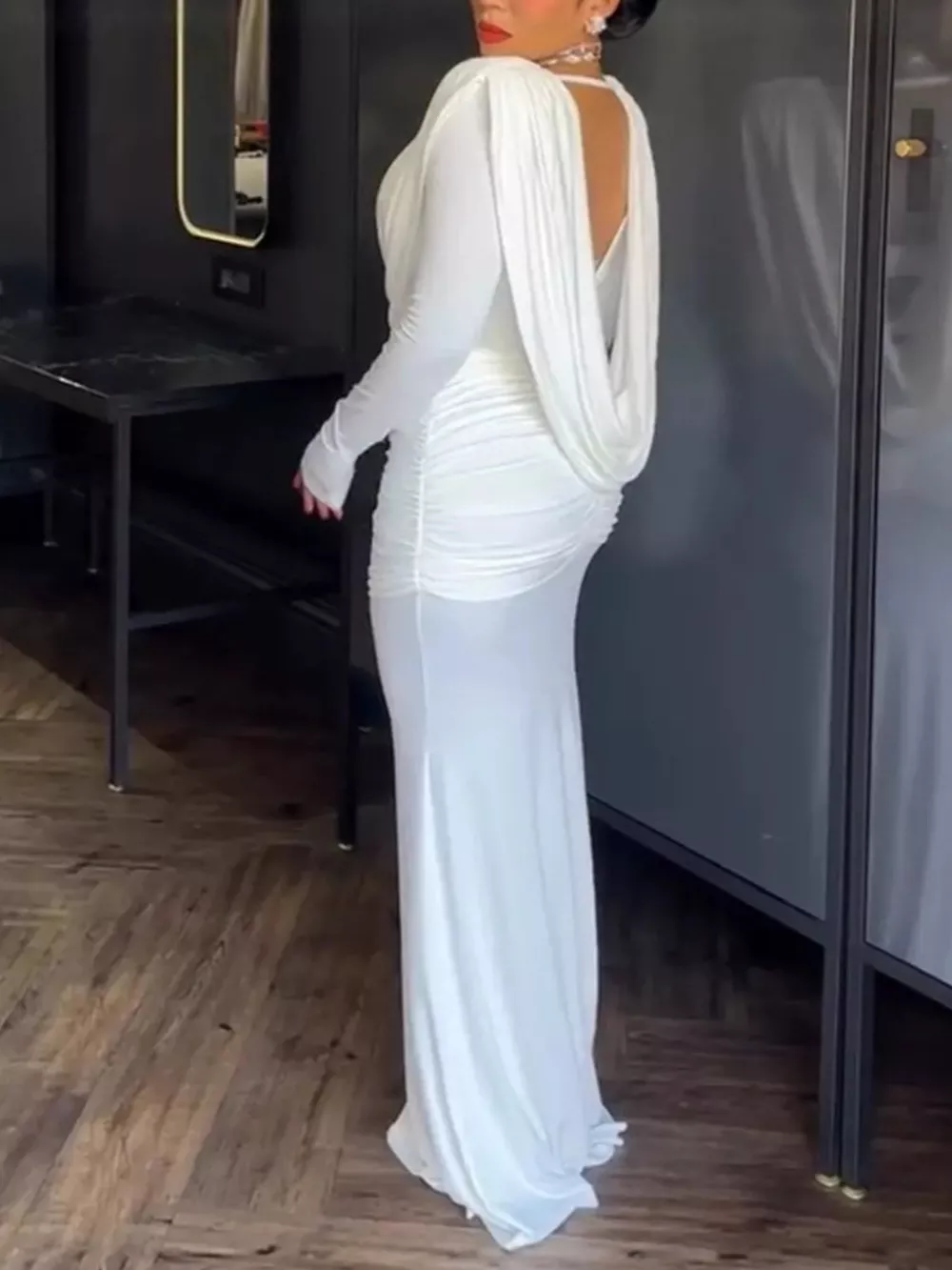 Ruched Long Sleeve Maxi Dress, image 3