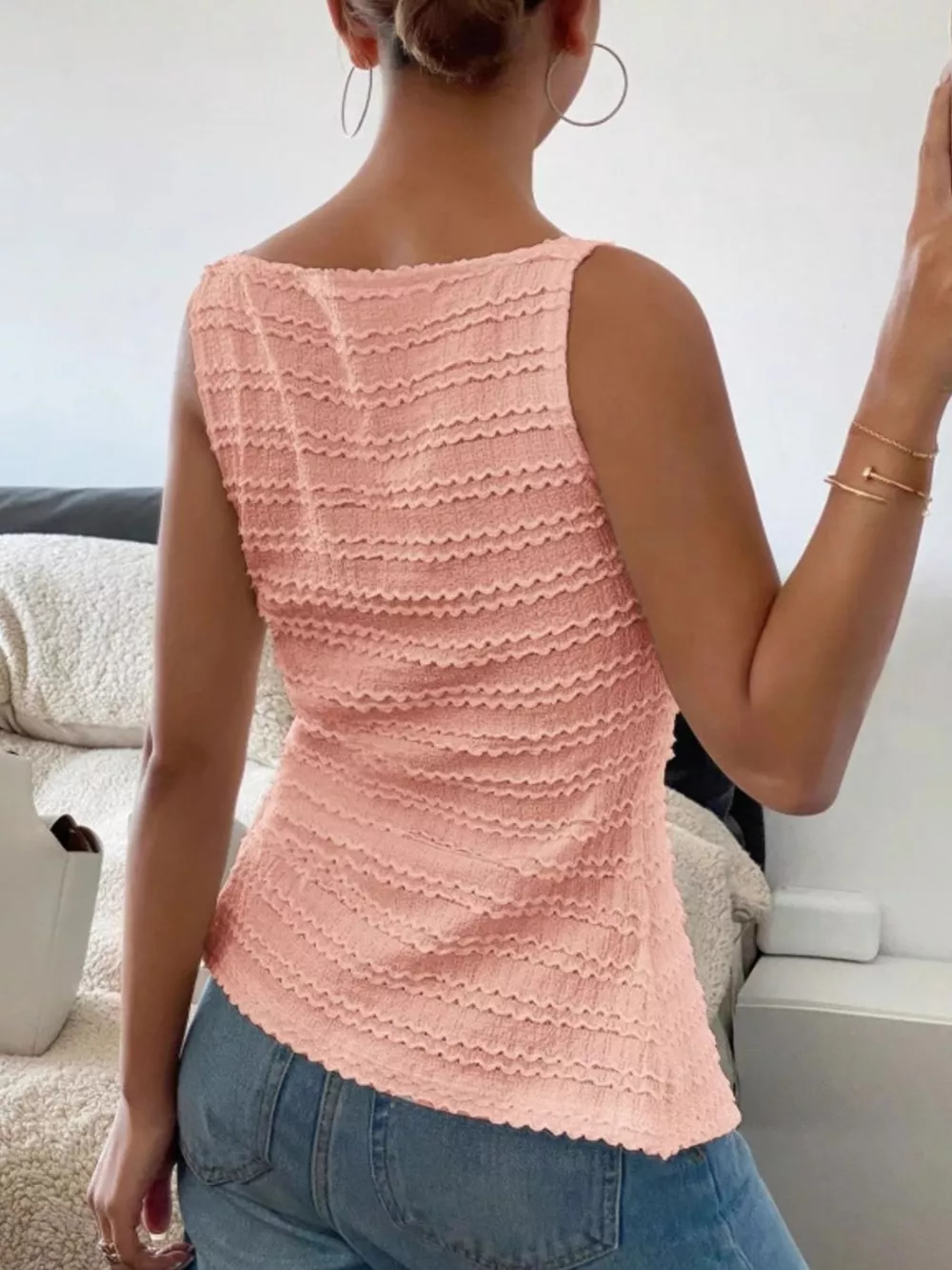 Textured Button-Front Tank, image 5