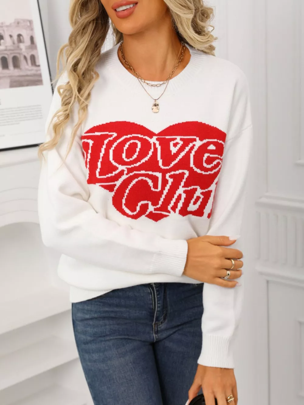 Valentine's Day Love Club Heart Graphic Sweater, image 5