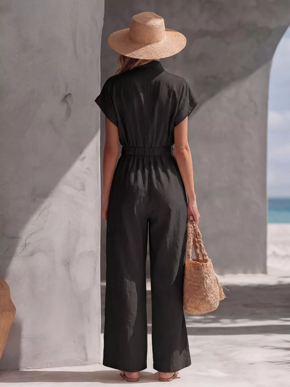 Zipper Front Wide Leg Jumpsuit, image 9