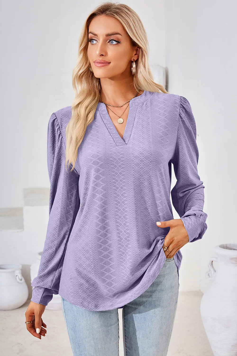 Notched Long Sleeve T-Shirt, image 14