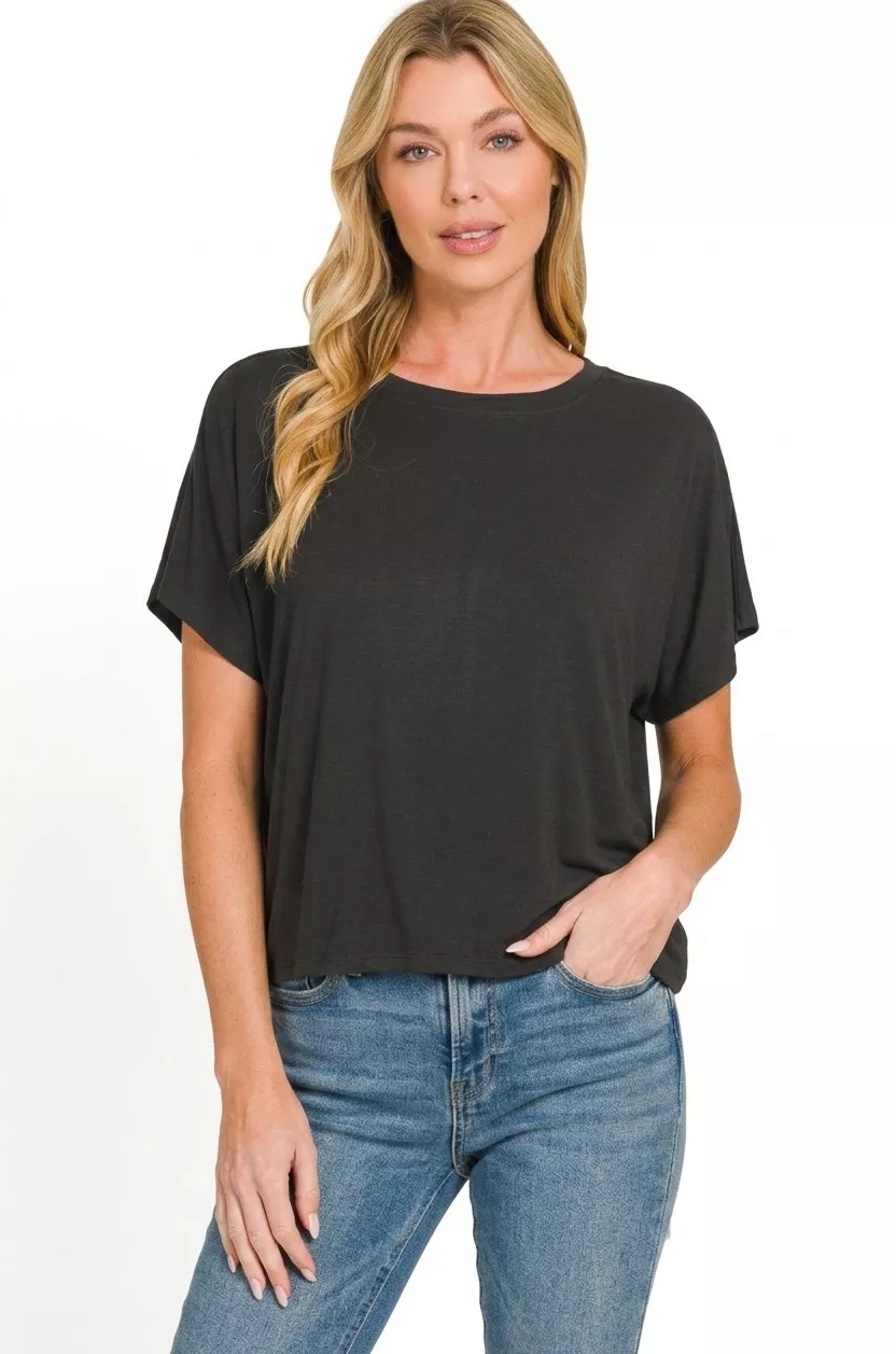 Round Neck Short Sleeve Cropped T-Shirt, image 3