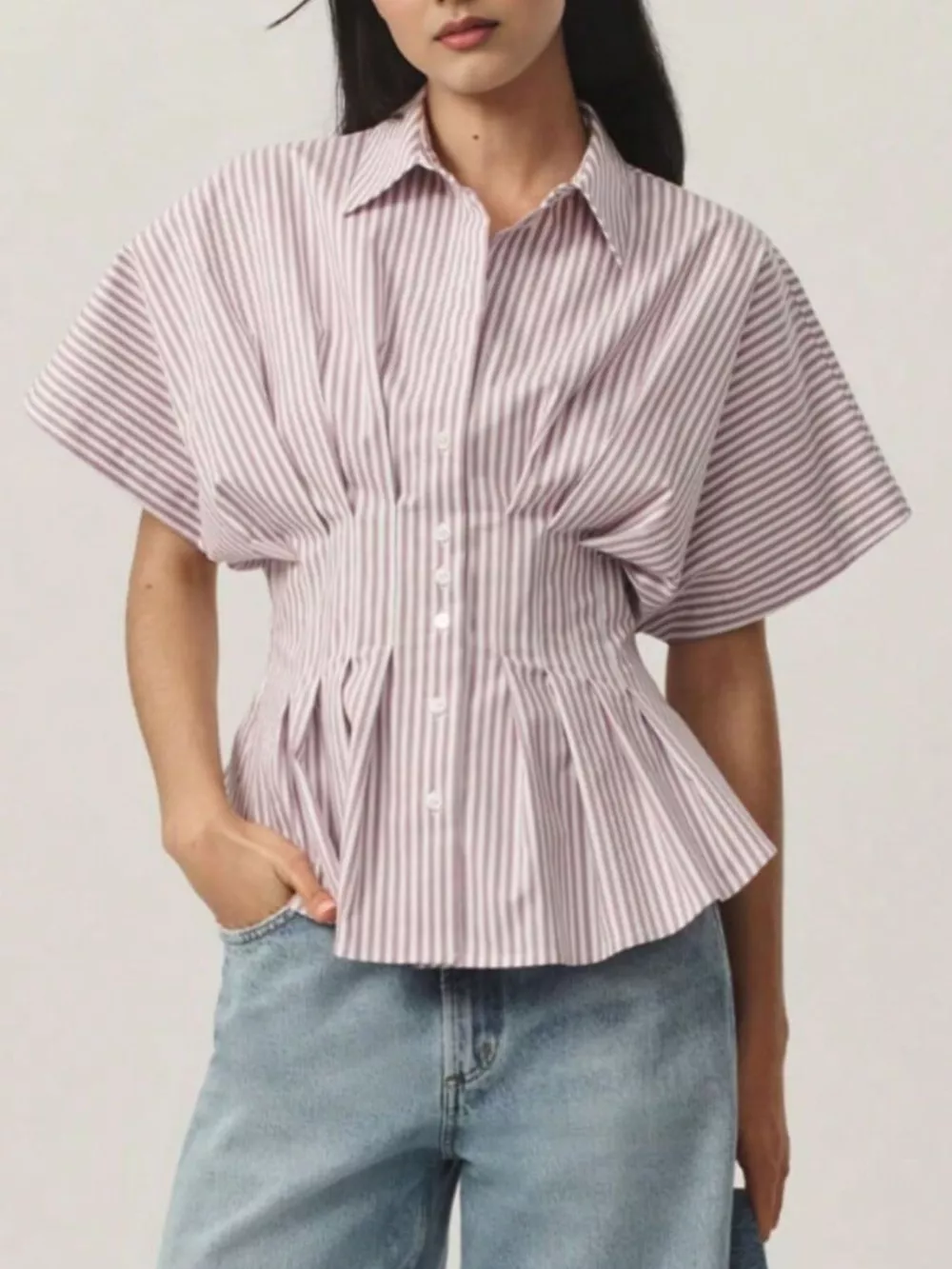 Striped Cinched Waist Shirt, image 11
