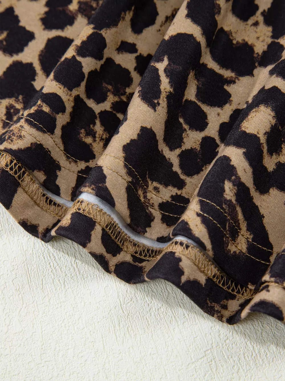 Leopard Print Square Neck Long Sleeve Top, image 2