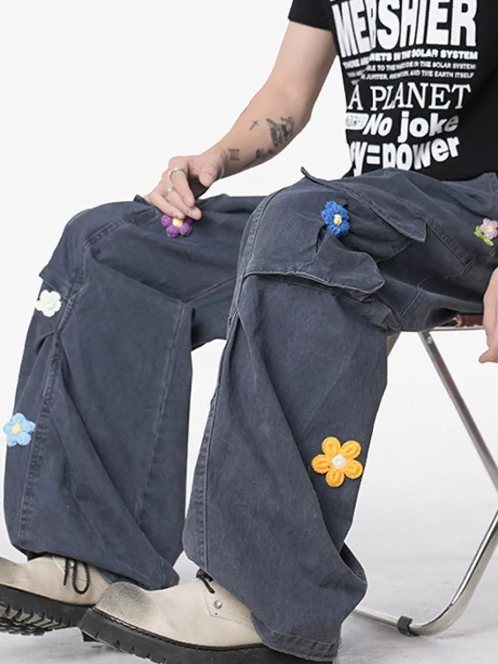 Men's Flower Wide Leg Pants, image 2