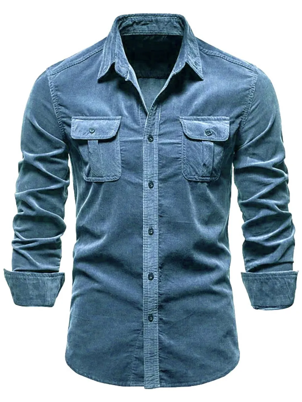 Men's Full Size Collared Neck Button Down Shirt with Chest Pockets Plus Size, image 3