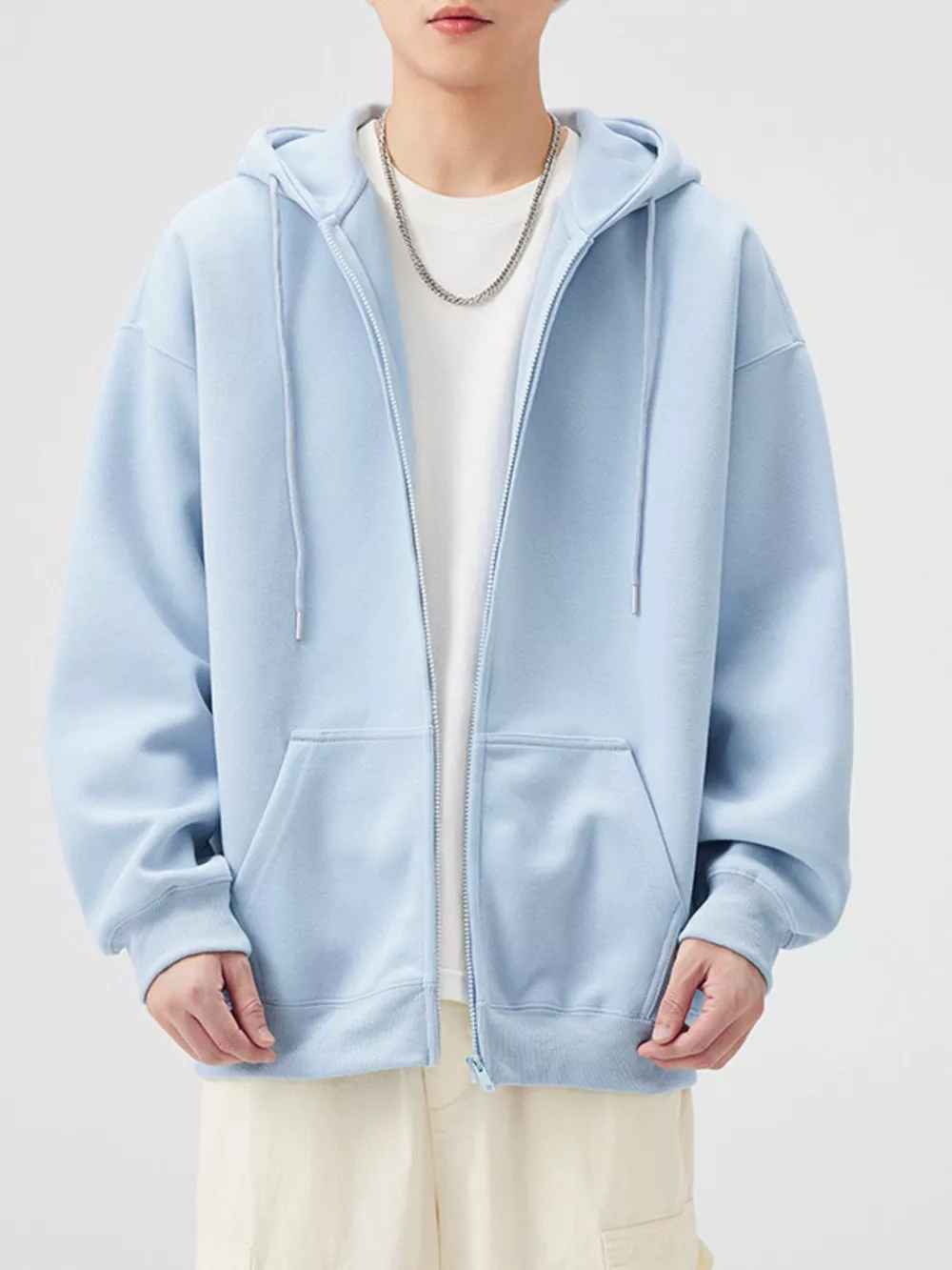 Men's Casual Loose Fit Zip-Up Hoodie, image 2