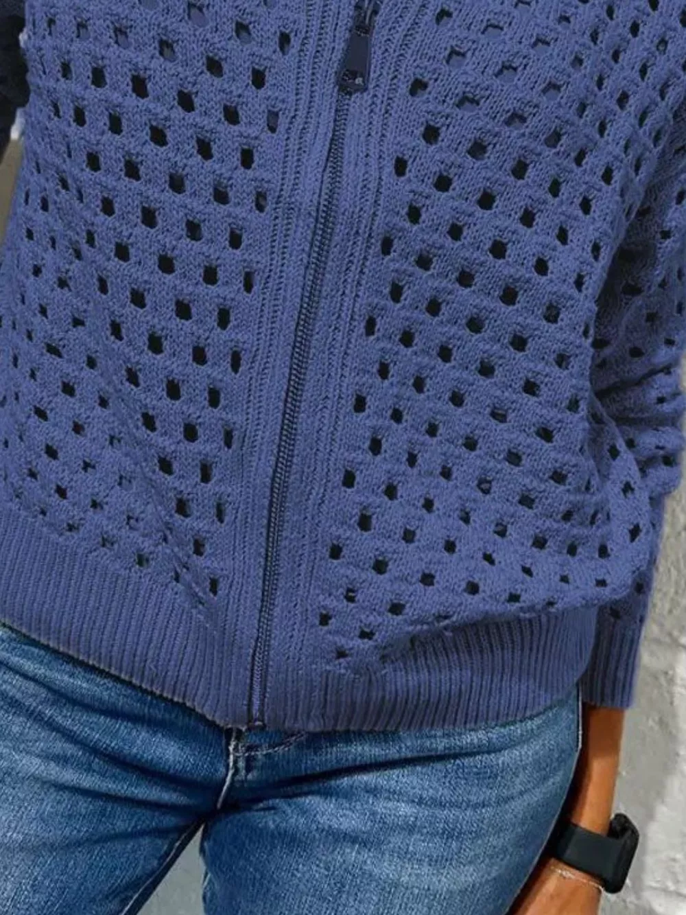 Full Size Crochet Knit Zip-Up Cardigan Plus Size, image 10