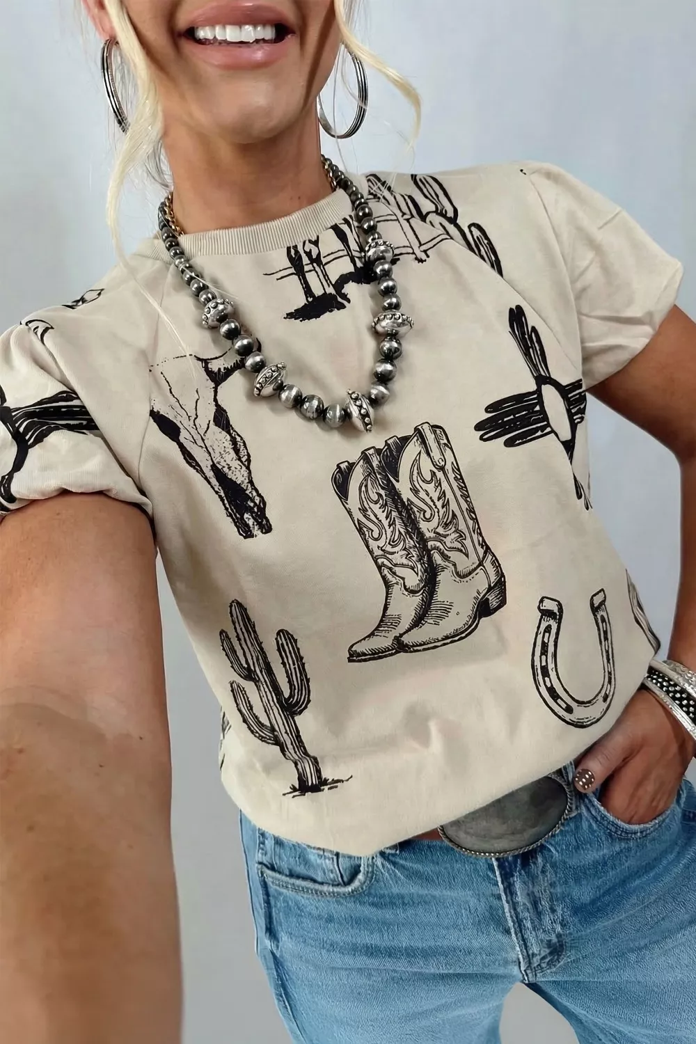 Western Print Short Sleeve T Shirt, image 3