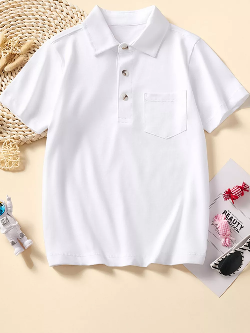 Children's Button Detail Short Sleeve Polo