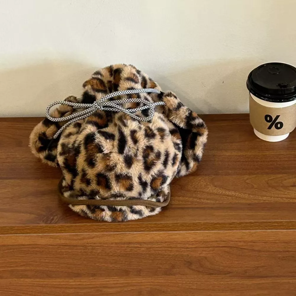 Leopard Print Faux Fur Trapper Hat, image 3