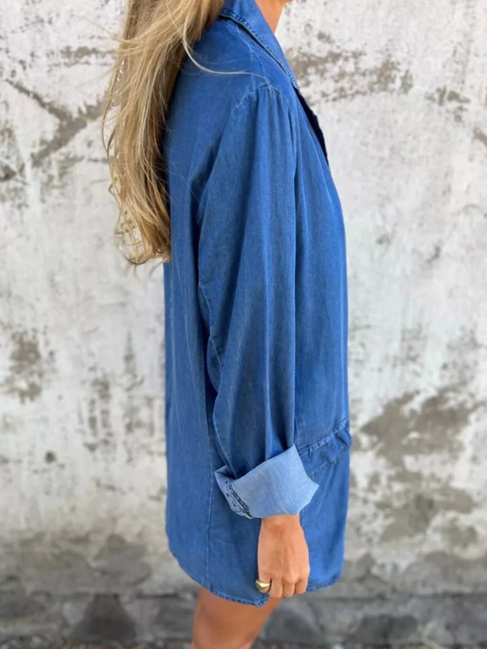 Full Size Button Down Denim Blazer Plus Size, image 2