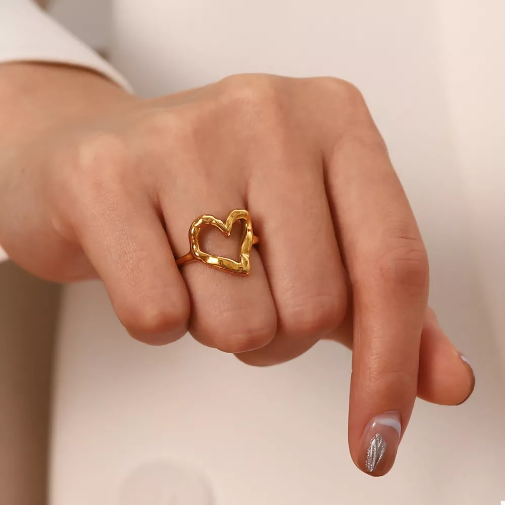 18K Gold-Plated Heart Ring, image 3