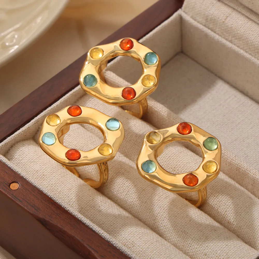 Titanium Steel Glass Bead Ring, image 4
