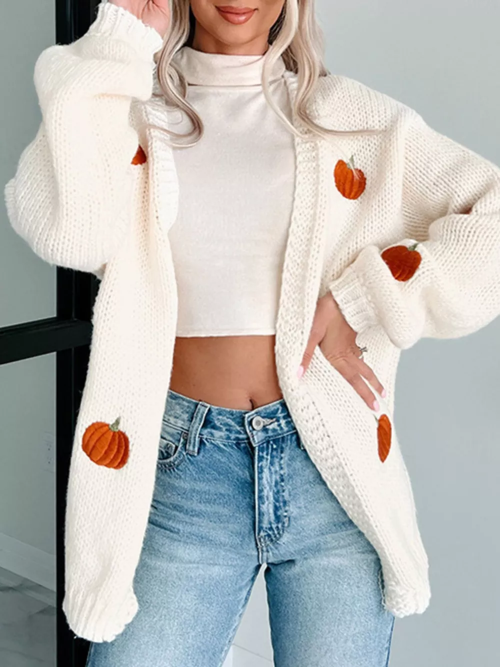 Embroidered Button Up Cardigan, image 7