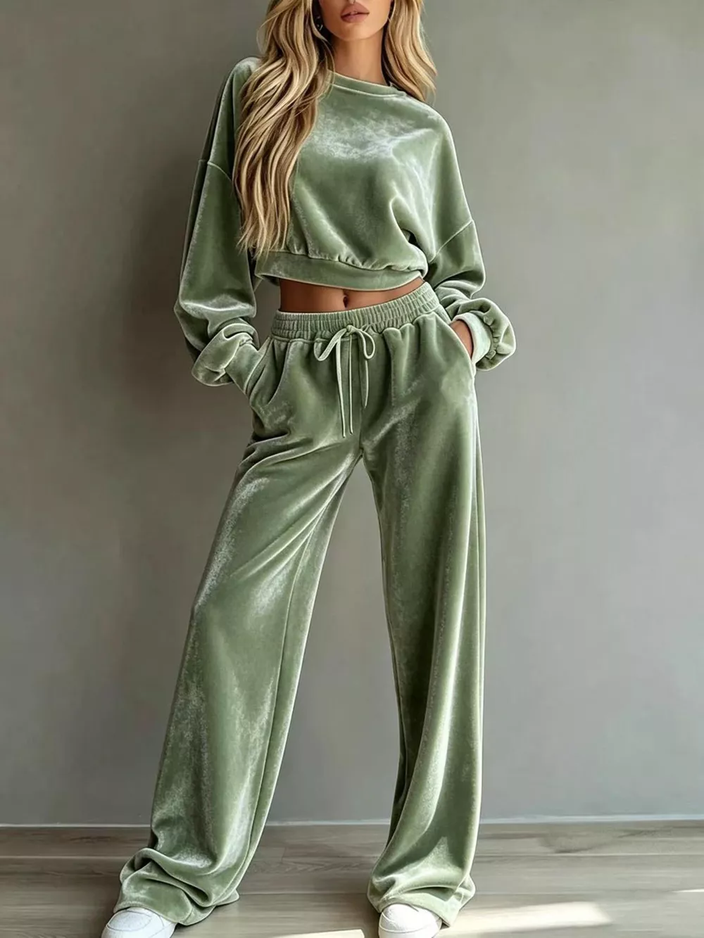 Full Size Cropped Sweatshirt and Wide-Leg Pants Set Plus Size, image 11