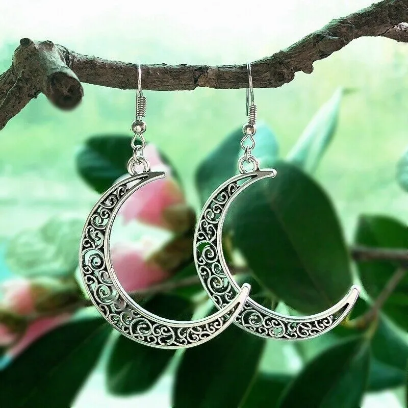 Alloy Cutout Moon Earrings, image 3
