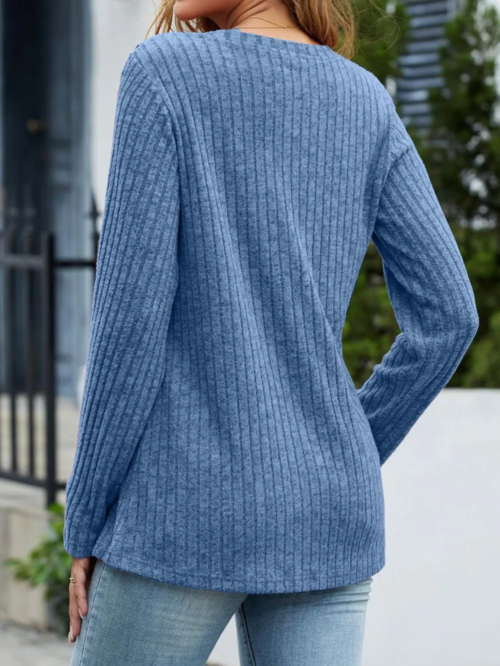 V-Neck Long Sleeve T-Shirt, image 4