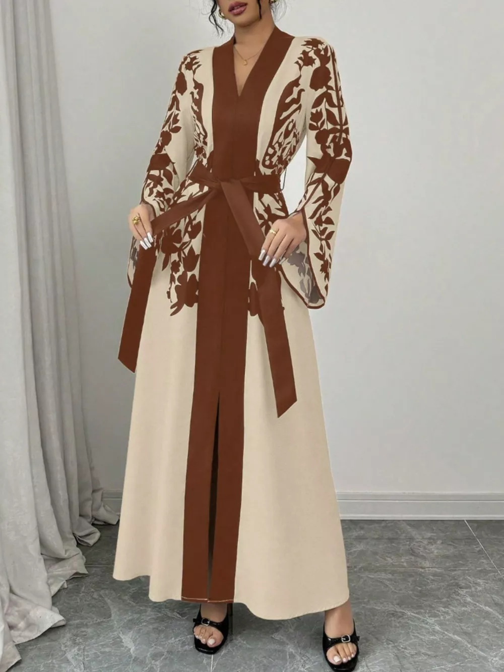 Printed Tie Waist Maxi Dress, image 22