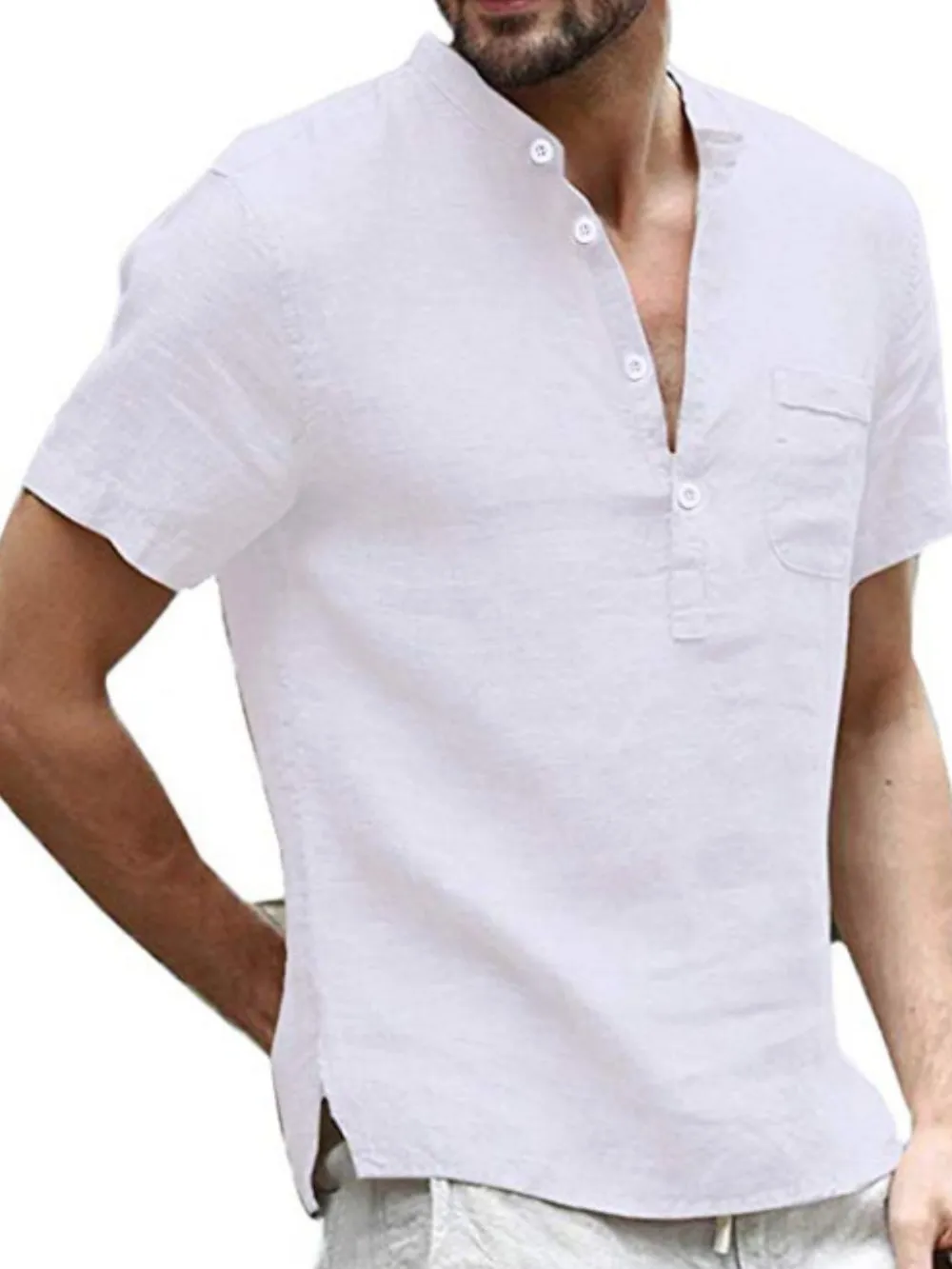 Men's Full Size Half Button Short Sleeve Polo Plus Size, image 5