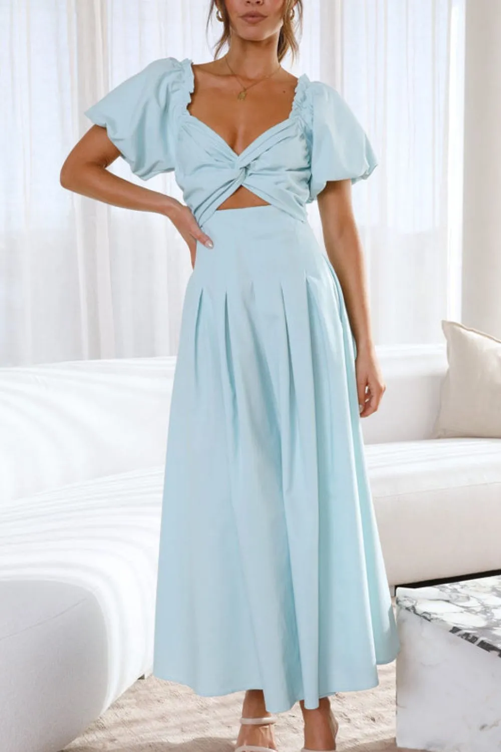 Sweetheart Neck Puff Sleeve Dress, image 7